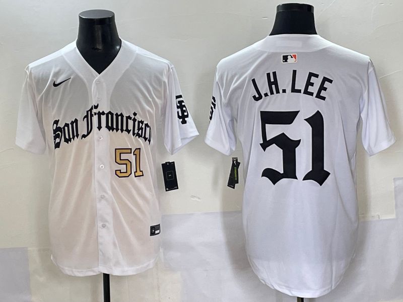 Men 2025 San Francisco Giants #51 J.H.Lee White Five generations Joint Name Nike MLB Jersey style 3